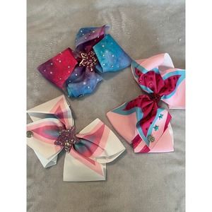JoJo Bow Pink Purple Blue White Glitter Stars Rhinestones Alligator Clip
